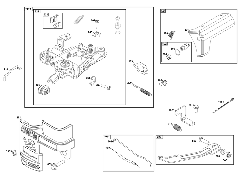 Controls Group Diagram and Parts List for 12V337-0025-F1 100000 - 19Z999 Briggs and Stratton Engine